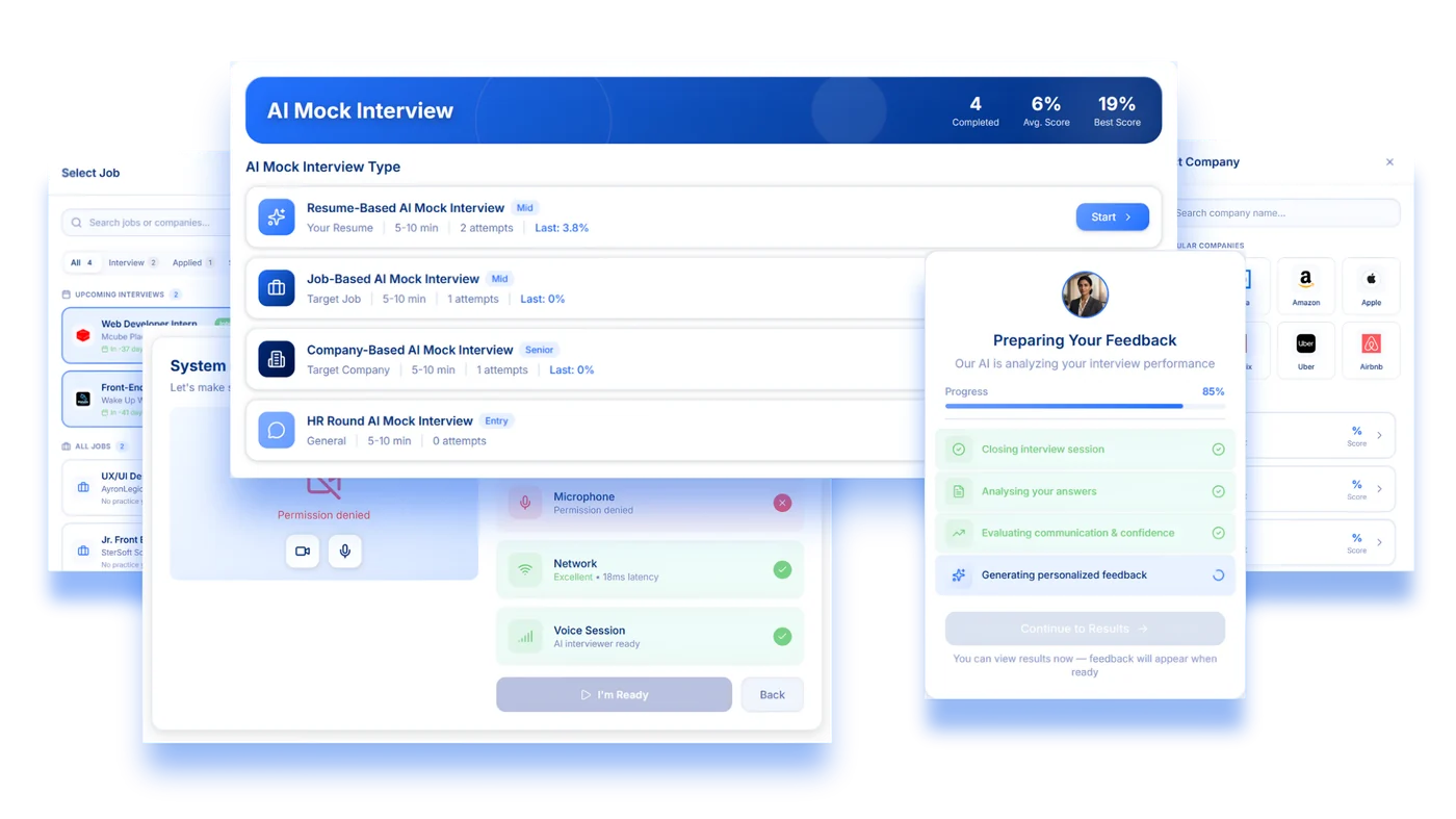 Guidix.ai AI mock interview interface with live feedback scoring