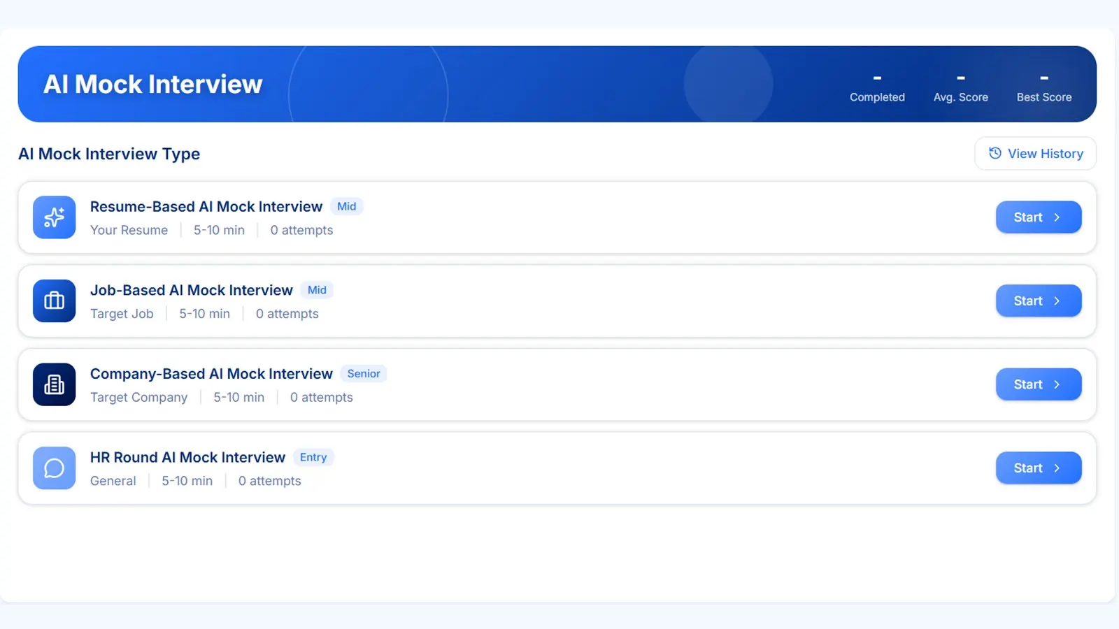AI Mock Interview Dashboard